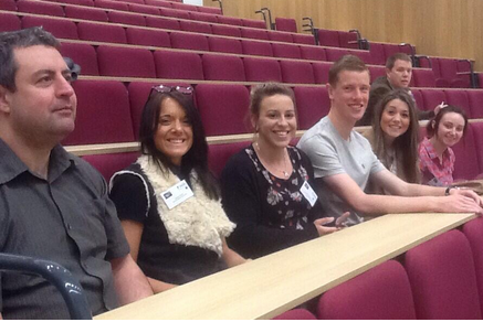 Dr Ian Jones, Dr Joanne Mayoh, Amber Madkour, Adam Doherty, Rachel Luff and Katie Azulay at BCUR in Nottingham.
