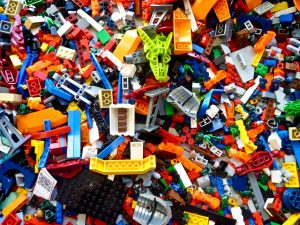 Pile of colourful lego bricks