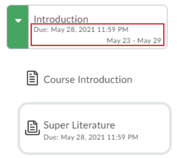 Screenshot of date availability for content in the Lessons 1 'New Content Experience'