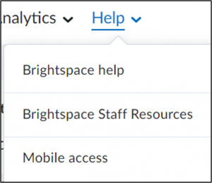 Brightspace help menu