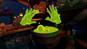 Image of green hands over a cauldron