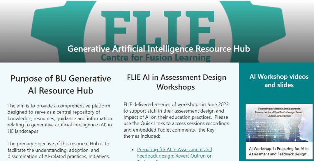 Screenshot of FLIE AI hub