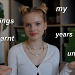 Emily with shelves in the background and the words 6 things i learnt in my 3 years at uni