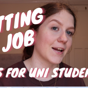 Emma with the words Getting a job and tips for uni students