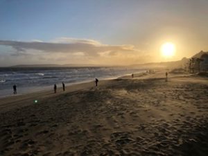 Bournemouth beach as the sun sets