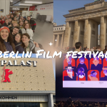 Berlin landmarks and Film Festival participants and the words Berlin Film Festival