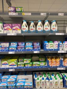 Shopping isle with cleaning products 