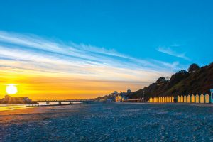Sunset at Bournemouth beach. 