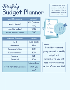 Monthly budget planner graphic