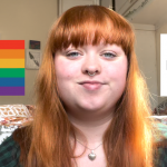 Pip and the LGBTQ+ flag and the words LGBTQ+ History Month