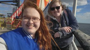 Kiya with a friend at Bournemouth Pier