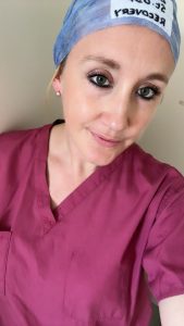 Student Emily in scrubs during a placement 