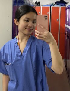 ODP student in scrubs on placement
