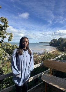 Josephine posing for a picture at the beach