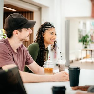 Students in the Atrium cafe